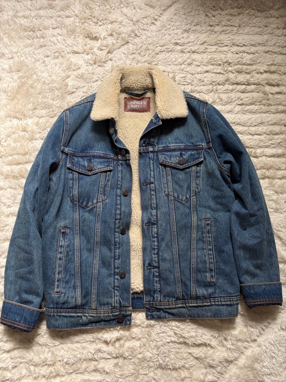 Lands End Sherpa Lined Denim Jacket